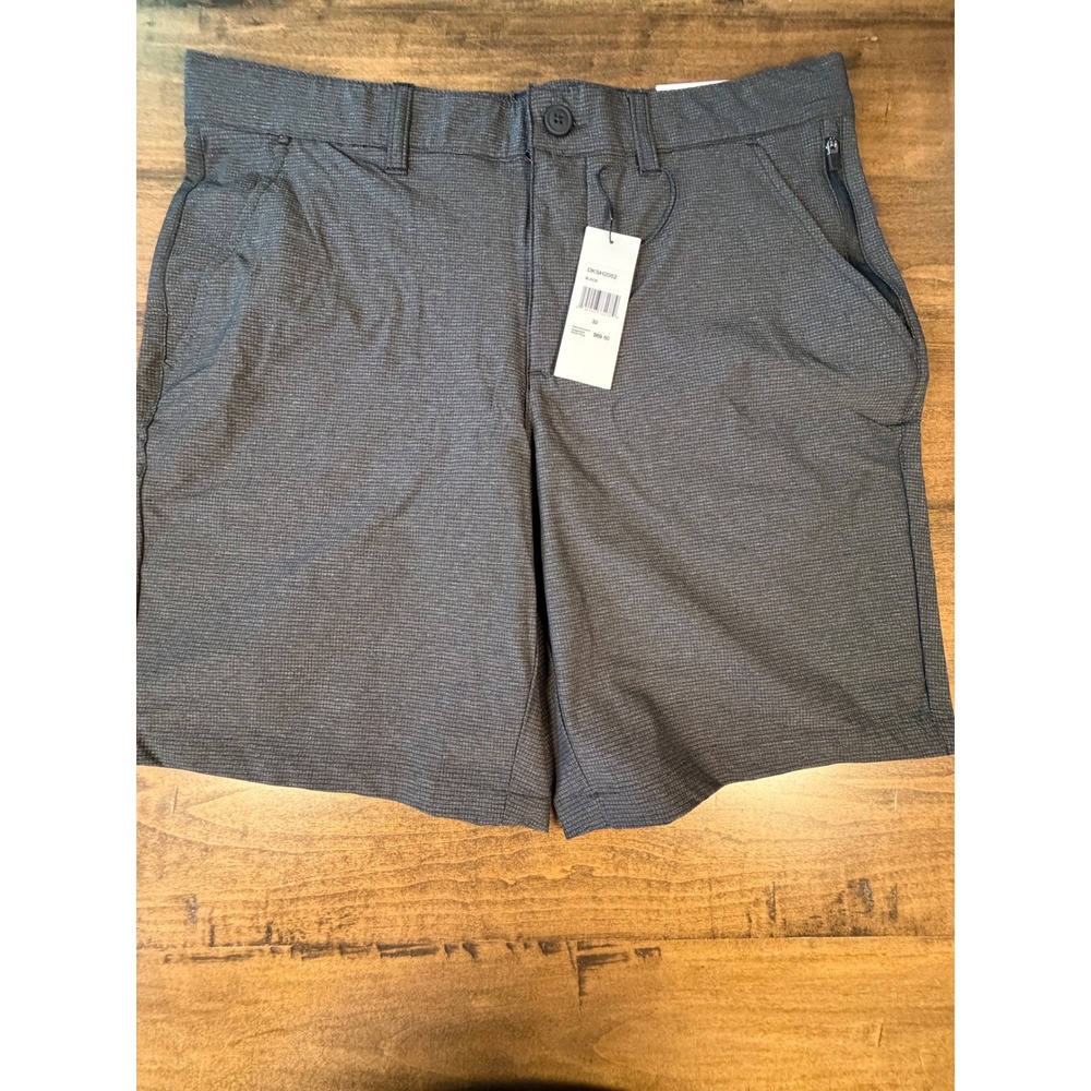DKNY Mens Black Performance Shorts Stretch Grid Golf Active  Size 32 NWT